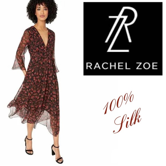 NWT $425 RACHEL ZOE CADEN SILK DRESS 100% silk - SZ 10 - Picture 12 of 12